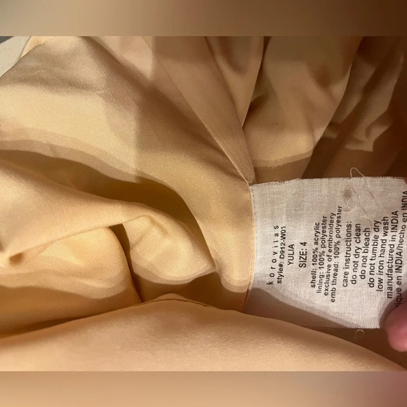 Anthropologie Korovilas Yulia Creamy Thick Knit Embroidered Mini Dress Sz 4 - Picture 8 of 10